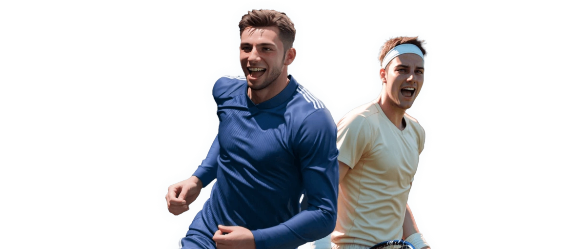 Zwei Athleten in Aktion während eines Live-Spiels bei Boomerang Bet